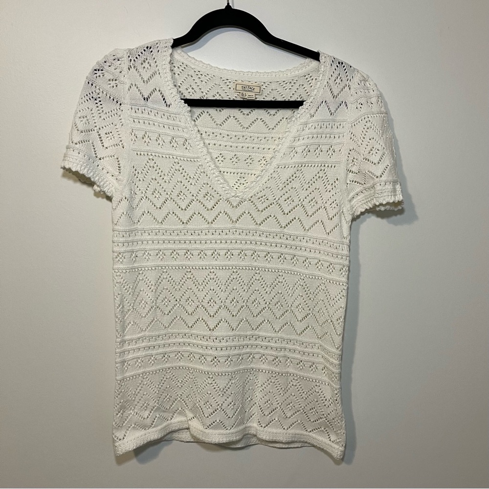 Fat Face Fatface Chiara White Patterned Knitted Womens Cotton Top‎ - Picture 2 of 7